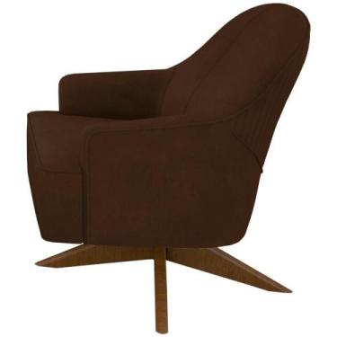 Imagem de Poltrona Decorativa Base Giratoria Em Madeira Dakota - MOLUFAN