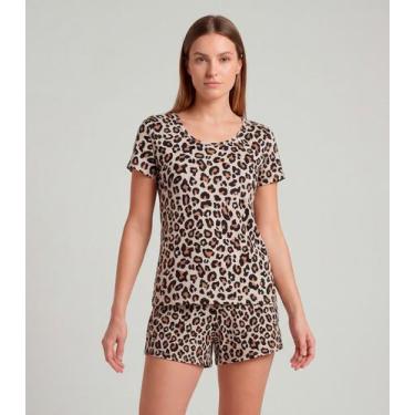 Imagem de Pijama Feminina Short E Blusa Infinita Cor Bege, P, Bege