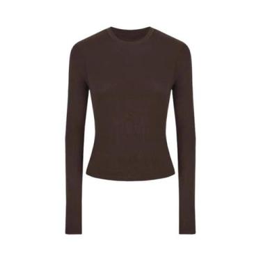 Imagem de Camiseta Feminina Básica Manga Comprida - Slim Fit Elástica - Casual S