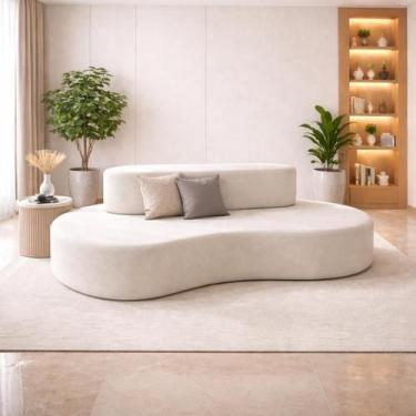 Imagem de Sofá Orgânico Curvo Bouclê 1,80m Confortável Design Moderno - B BALAQU