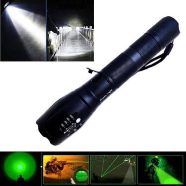 Imagem de Lanterna Tática 99000W 2 Leds Luz Branca/verde T6 Foco Zoom Ajustável 