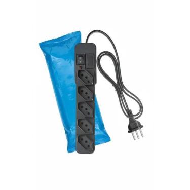 Imagem de 2x Régua 5 Tomadas Preta c/ Chave Liga/Desliga e LED - Congratulations