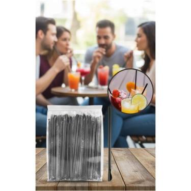 Imagem de 2x Canudo Colher Mexedor Preto 5,8mm 1200 Un P/ Drinks - Congratulatio