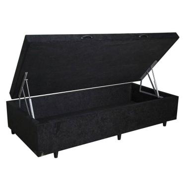 Imagem de Cama Box Baú Solteirão Homequeen Suede Preto 41x96x203