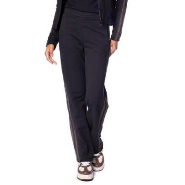 Imagem de Calça Feminina Olho Fatal Moletom Reta Listras Preto/marrom-Feminino