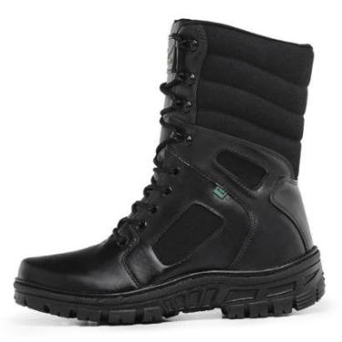 Imagem de Bota Militar Masculina Cano Alto Fechamento Cadarço e Ziper Solado Borracha Resistente Palmilha EVA-Masculino