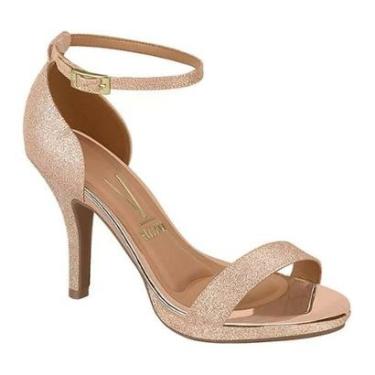 Imagem de Sandália Feminina Social Salto Alto Glitter Ouro Rosado Vizzano 6210.655-Feminino