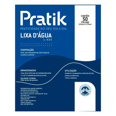 Imagem de Lixa D'Água Pratik G600 225x275mm - Embalagem com 50 Unidades