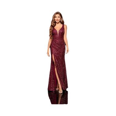 Imagem de Vestido De Festa Sereia Com Decote V E Lantejoulas, Vestido De Baile, 