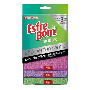 Imagem de EsfreBom - Pano Alta Performance Multiuso, Com 3 Unidades, Cores - Rosa/Roxo/Verde, Bettanin