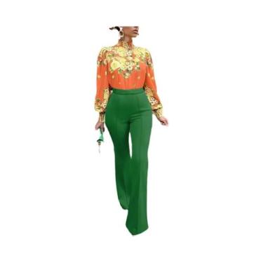 Imagem de Calças Femininas Slim Com Corte Bell-Bottom, Calças Flare De Cor Sólid