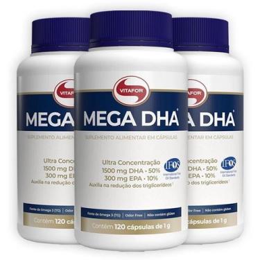 Imagem de Kit com 3 MEGA DHA Vitafor 120 Capsulas - Ômega 3 DHA Alta Concentraçã