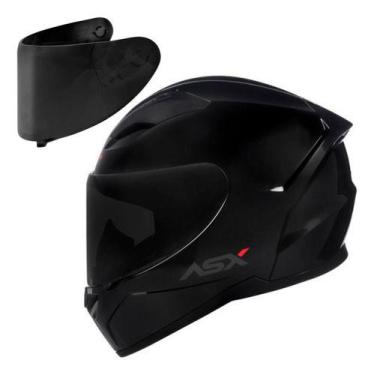 Imagem de Capacete Asx City Solid Preto Brilhante + Viseira Fumê Extra Narigueir