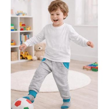 Imagem de Calça Moletom Bebê Infantil Menino Peluciada Inverno Jogger com Bolso 