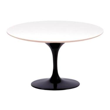 Imagem de Mesa Saarinen Oval Fórmica Branca 198x122cm - Base Preta - MGSAARINEN