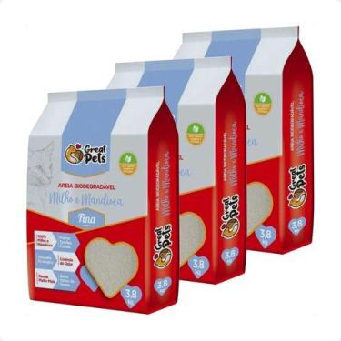 Imagem de 3 Areia Great Pets Biodegradável Fina Para Gatos - 3,8 Kg
