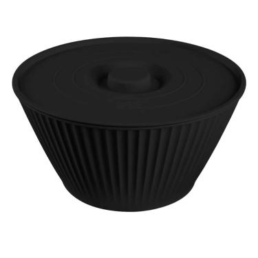 Imagem de Tigela Redonda com Tampa 4,25L Plástico Resistente Vedação Segura para Alimentos Preta Usual Plastic Utilidades