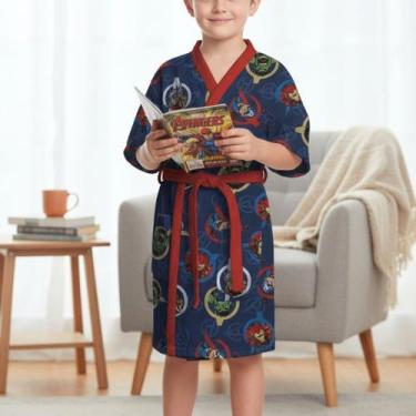 Imagem de Roupão Infantil Vingadores Avengers Quimono Felpudo Lepper, U(2 a 7 an