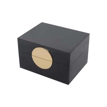 Imagem de Caixa Leggero madeira MDF A13,9cm preto e dourado -L Hermitage, 3 mese