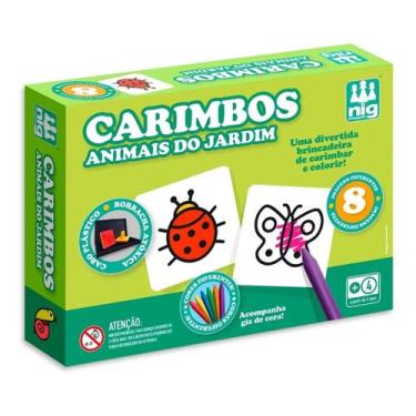 Imagem de Brinquedo Educativo Carimbos Animais do Jardim com Giz de Cera  Nig