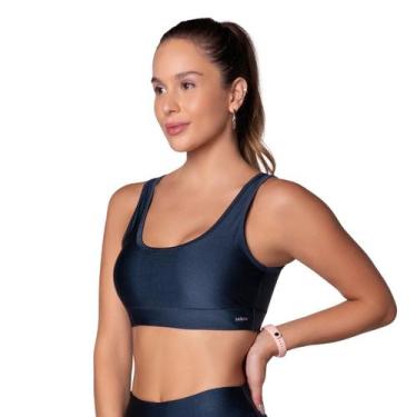 Imagem de Top Fitness Feminino Bojo Removível Detalhe Nas Costas Selene, GG, Azu