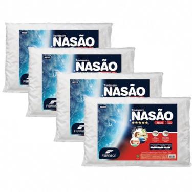 Imagem de Kit 4 Travesseiro Nasa Alto Nasão 14cm Fibrasca