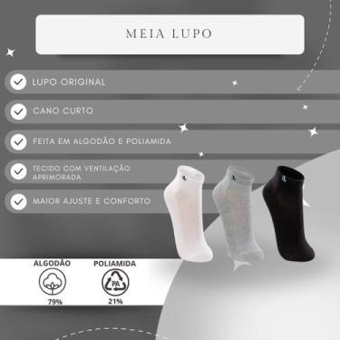 Imagem de Kit 3 Pares Meias Cano Curto Masculina Unissex Lupo Algodão 3225, Sort