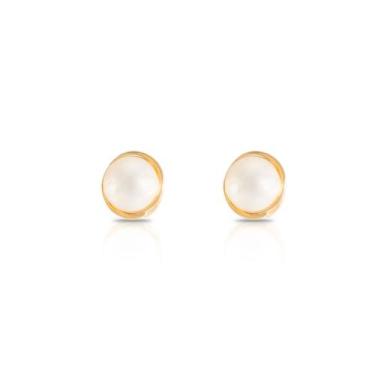 Imagem de Brinco Infantil Pérola Rococó 4mm Tarraxa Rosca Ouro 18k (BR049-R) - Z
