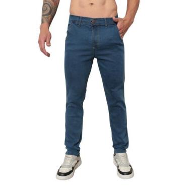 Imagem de Calças Jeans Esporte Fino Social Slim Masculina Com Elastano Bolso Fac