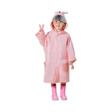 Imagem de Poncho De Chuva Infantil Impermeável Com Mochila De Coelho E Unicórnio