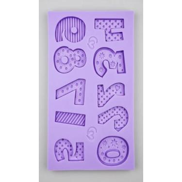 Imagem de Molde Silicone Números Confeitaria Artesanato Lilás - Congratulations 