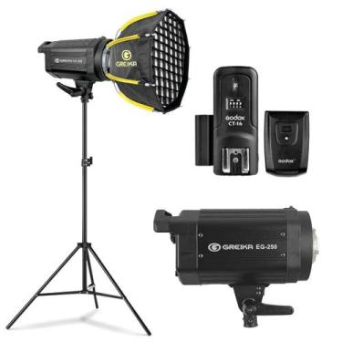 Imagem de Kit Flash Greika Fotografia Odonto E Macro Softbox 30cm Grid + Dispara