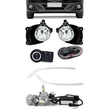 Imagem de Kit Farol de Milha Neblina Chevrolet Novo Prisma Onix LT LTZ 2013 á 2015 + Friso Cromo + Kit LED 6000K
