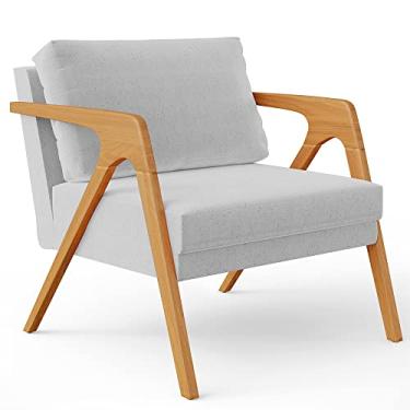 Imagem de Poltrona Decorativa Para Sala De Estar Pietra Com Estrutura De Madeira L02 Linho Cinza - Lyam Decor