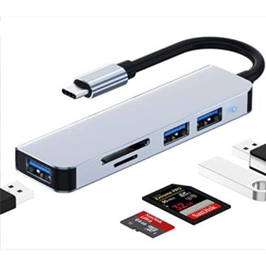 Imagem de Hub USB C, Adaptador de Hub USB-C 5 em 1 com USB 3.0, Leitor de Cartão SD/TF Compatível com MacBook Pro, iPad Pro, XPS, Surface Pro/Go Mais Dispositivos Tipo C