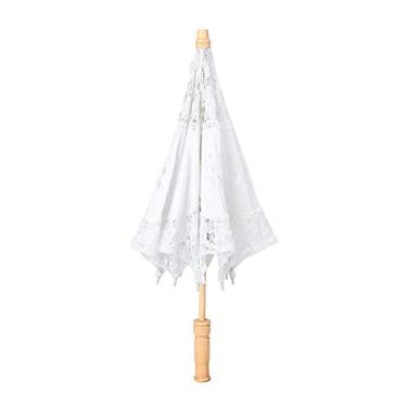 Imagem de Guarda-chuva de renda preto, guarda-chuva de renda feito à mão guarda-chuva dobrável para casamento para mulheres decoração de festa dança adereço de fotografia (branco G)