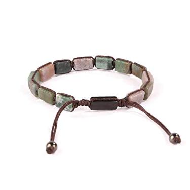 Imagem de ROVAO Pulseira e contas de couro genuíno para joias masculinas, pulseira de punho com fecho magnético de aço inoxidável para homens e mulheres,, Metal Cristal, não conhecido