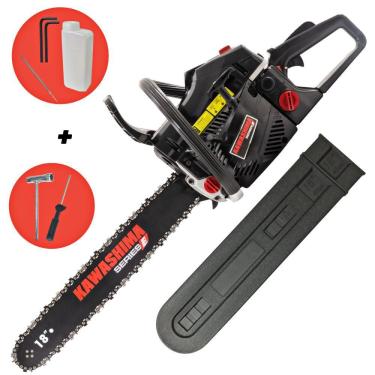 Imagem de Motosserra À Gasolina Kawashima KCS520-E 2 Tempos 50,8cc Com Sistema Antivibratório e Carcaça de Alumínio Para Trabalho Pesado