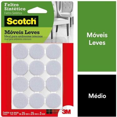 Imagem de Feltro Sintetico Redondo M 25MM X 25MM X 3MM com 12 SCOTCH 3M