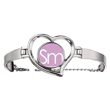 Imagem de N/A N/A Bracelete Chestry Elements Tabela de períodos Lanthanide Samarium Sm Pulseira Coração Joias Fio Bangle, medium, metal
