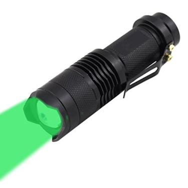 Imagem de Lanterna de LED WAYLLSHINE 7W 300LM Mini CREE Lanterna com foco ajustável Lâmpada de zoom para equitação, acampamento, caminhadas, caça e atividades internas, SK-68-BK-GD-001, Green light