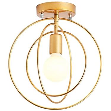 Imagem de Luster pendente Nórdico Luminária de Teto E27 Ø30CM para Quarto/Restaurante/Casa/bar (Redondo Teto, Ouro)