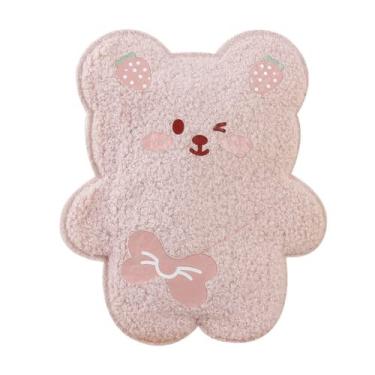 Imagem de Estojo de lápis Kawaii 3D Urso de pelúcia bonito anime estética de pelúcia desenho animado bolha chá boba papelaria organizador bolsa portátil material escolar japonês (rosa)
