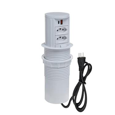 Imagem de Torre De Tomada Totem Slim Manual 2 Tomadas 10A 2 USB 3.5A COR:BRANCO