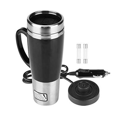 Imagem de Copo de aquecimento elétrico de aço inoxidável para carro Caneca de café e chá preto para viagens de inverno 12 V para caneca de café elétrica f