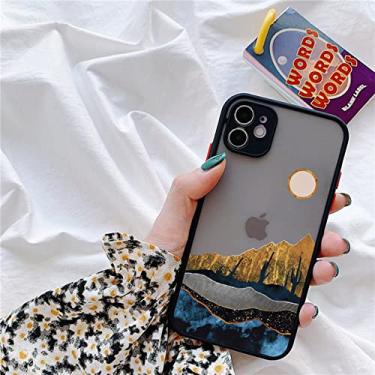 Imagem de Capa de telefone pintada à mão para iphone x xs max xr capa de cenário capa dura à prova de choque para iphone 6s 7 8 plus se 2 12 13 11 pro max, preto cenário 3, para 7 plus ou 8 plus