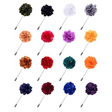 Imagem de Fanrel 16 broches de lapela masculinos de flor feitos à mão de cetim para terno de noiva com caixa Medium