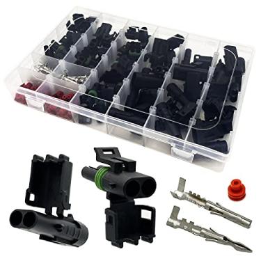 Imagem de Twippo Conectores elétricos automotivos de 2 pinos, conectores elétricos de 2 pinos, conectores elétricos à prova d'água, 2 pinos, conectores elétricos 18-14 AWG