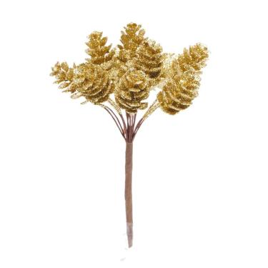 Imagem de Pick Natalino C/10 Pinhas Ouro/glitter 1un 10x8x4cm 1200061