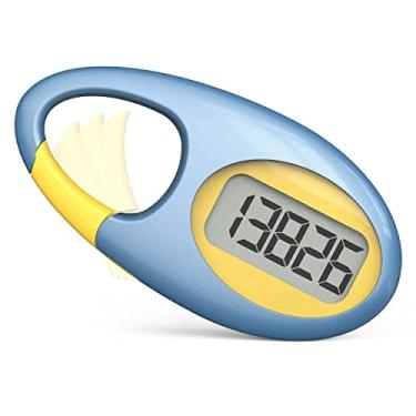 Imagem de Contador de degraus 3D simples, pedômetro de caminhada, rastreador de passos com cordão de pescoço / mosquetão para homens, mulheres, adolescentes, adultos, idosos (azul)